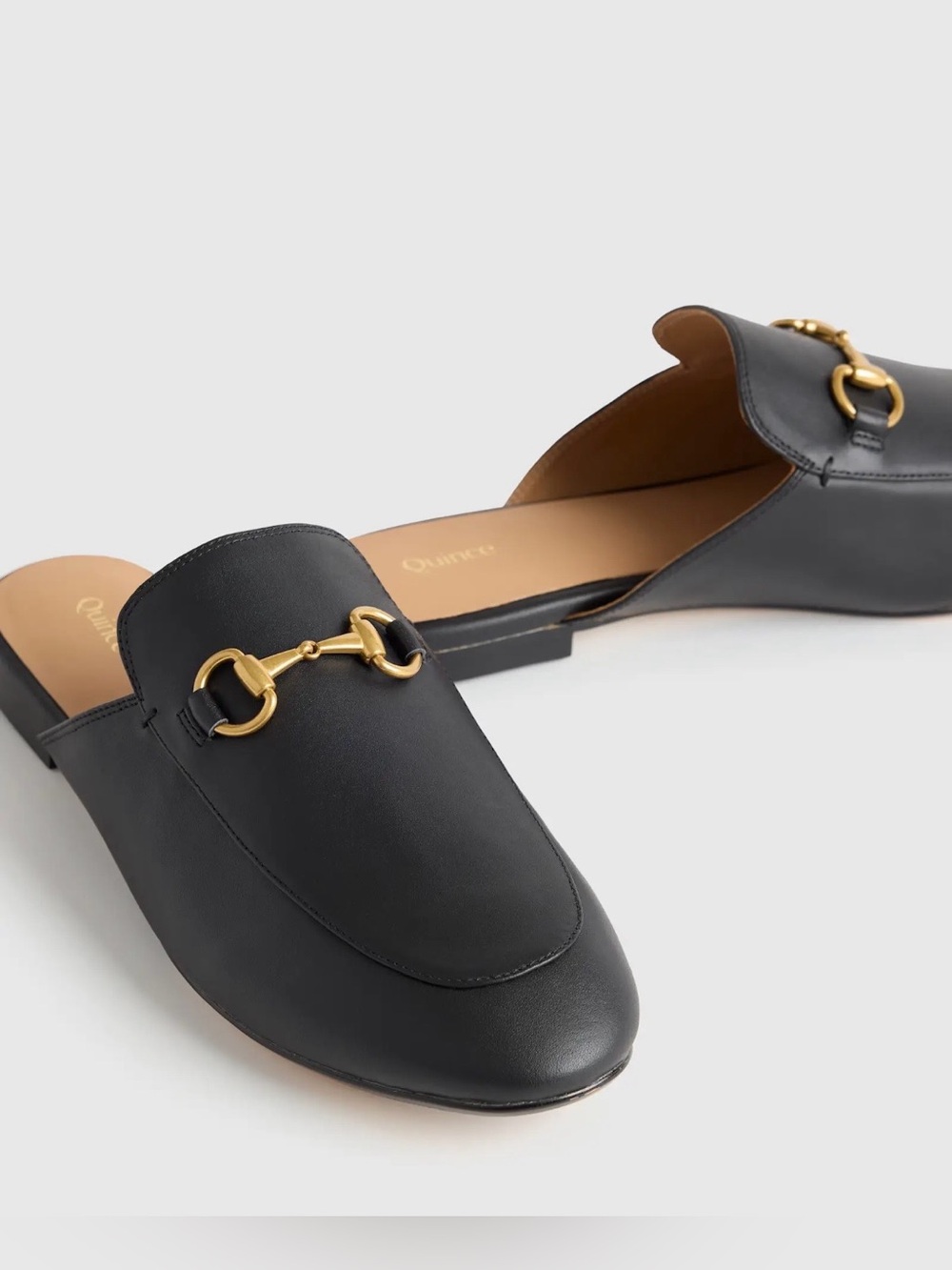Quince Italian Leather Horsebit Loafer Mule - Black